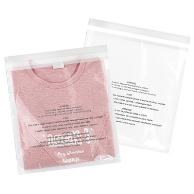 100 bolsas plasticas 9x12 pulg claras con sello y aviso asfixia para ropa y A4