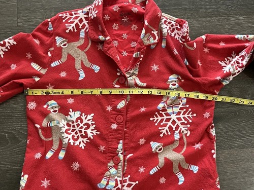 Nick & Nora Damen Nachthemd rot Baumwolle Flanell Socke Affe Schlafhemd S - Bild 12 von 12