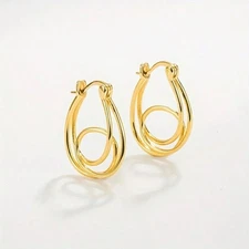 Gold Twist Knot Dangle Earrings Open Loop Twist Drop Hoop Fashion Jewelry New