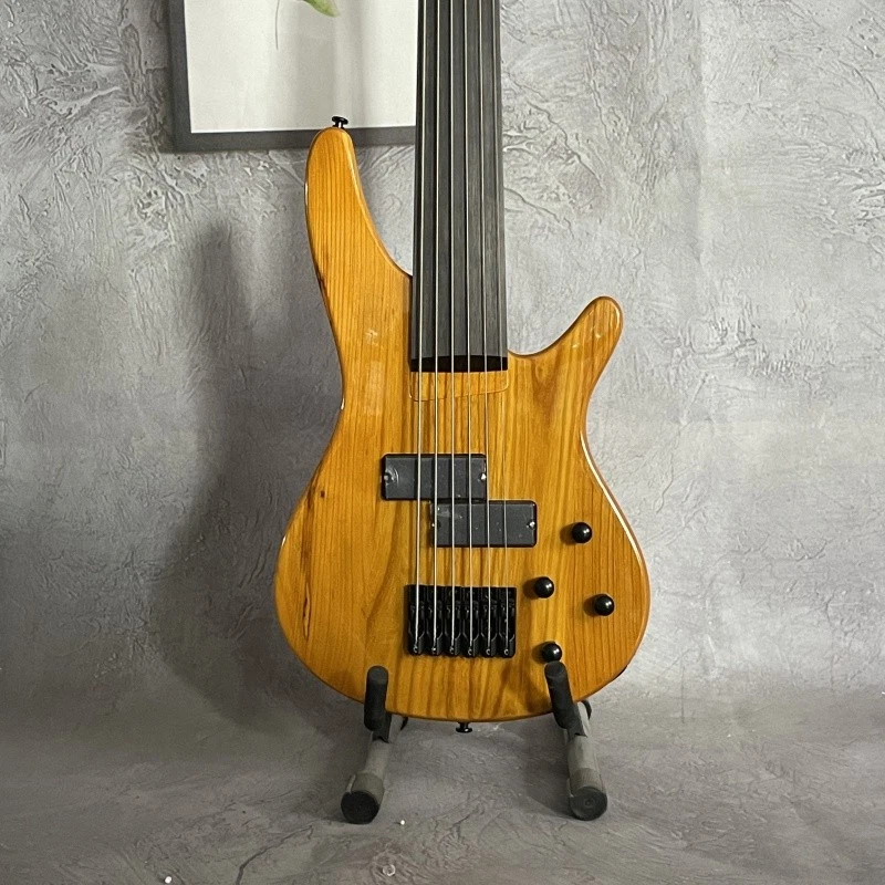 Bajo eléctrico sin trastes Rosemood diapasón negro herrajes 6 cuerdas Foto 3 de 4