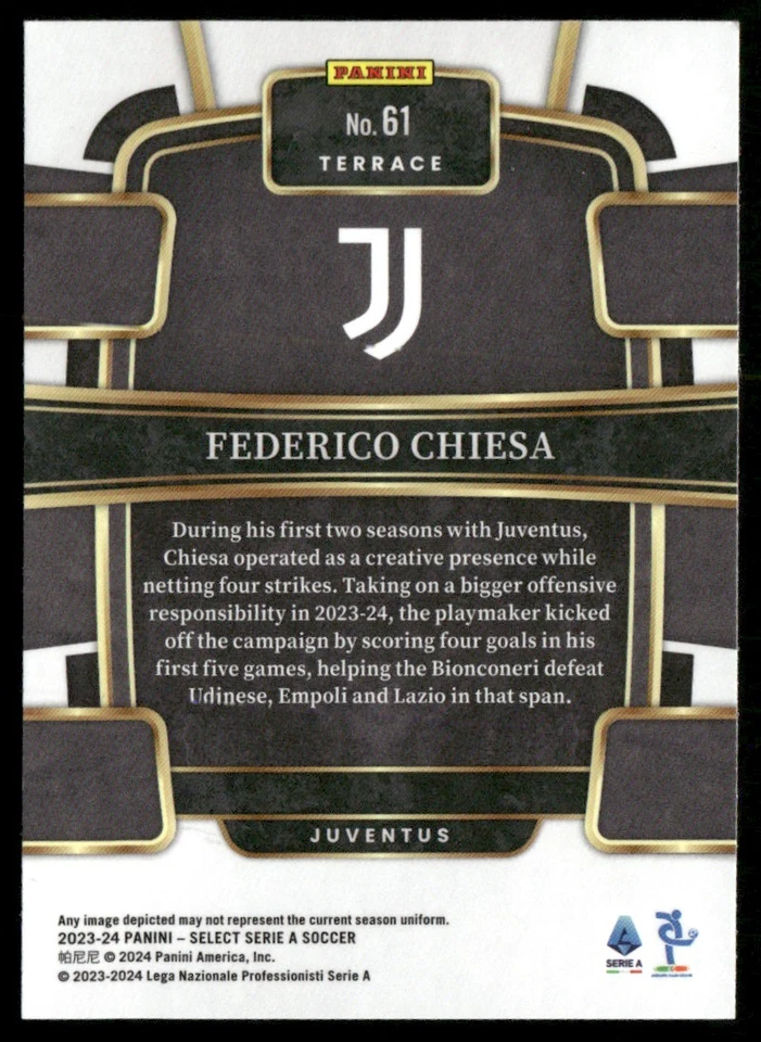 2023 PANINI SELECT SERIE A FEDERICO CHIESA JUVENTUS #61 - Image 2 of 2