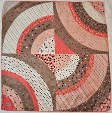 SCARF VINTAGE AUTHENTIC IPEKCE POLKA DOT PINK GRAY CHIFFON SILK 36" SQUARE
