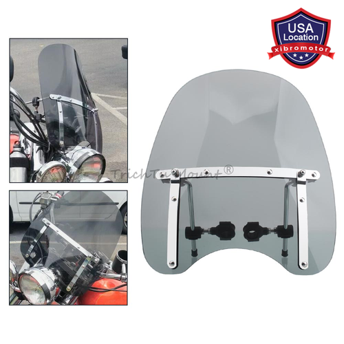 17" Detachable Windshield Screen For Harley XL Dyna Softail Touring Nighster ROD