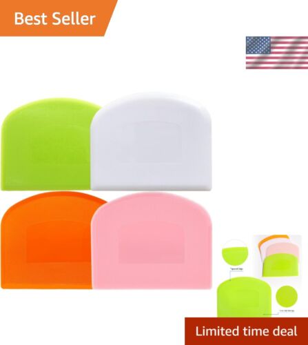 Dough Scraper Bench Scraper for Baking, 4 PCs BPA Free PE Plastic Flexible Bowl