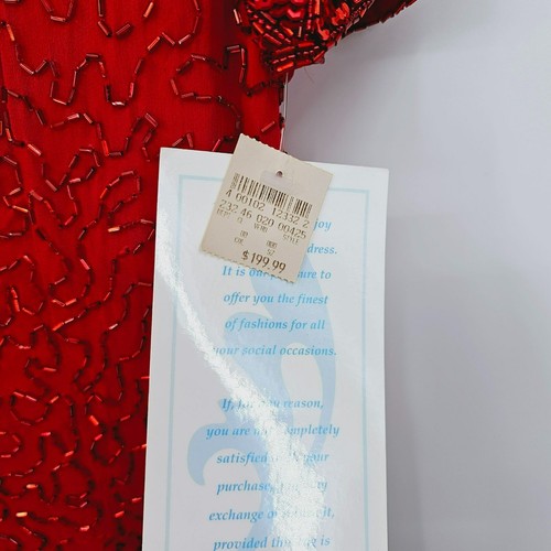 AJ Bari Vintage Perlen Party Kleid 8 Rot New Old Stock Deadstock Retro 80er Cocktail - Bild 4 von 12