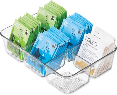 iDesign Divided Packet and Tea Bag Organizer for Extra Large, 3 Section