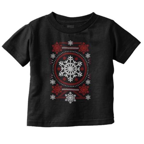 Ugly Christmas Sweater Snowflakes Pattern Toddler Boy Girl Youth T Shirt Tee