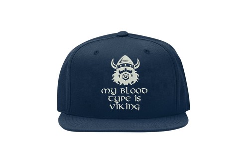 My Blood Type Is Viking Funny Embroidered Snapback Cap Fullcap Flat Bill Hat - Picture 4 of 5