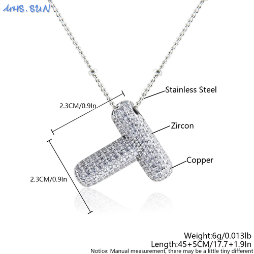 High Quality Bubble Initial Necklace Letter A-Z Silver Color Zircon 26 Initial B - Picture 31 of 38