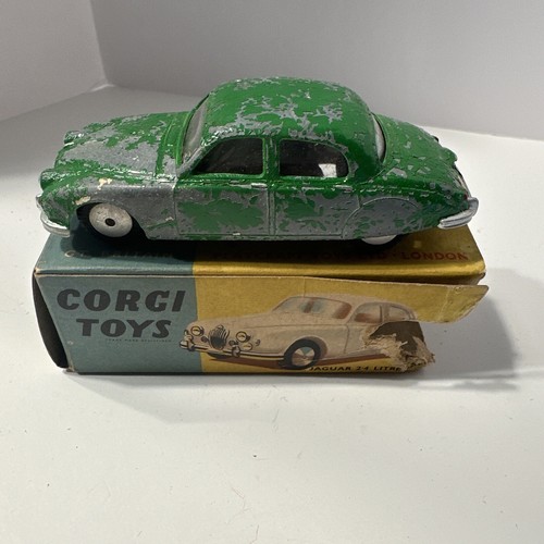 VINTAGE CORGI 208 JAGUAR 2.4 LITRE W/ BOX Needs painted