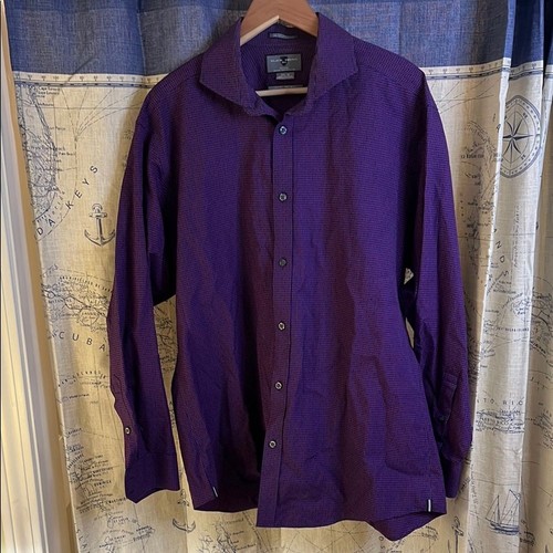 Black Brown 1826 purple, Navy, Red Checkered Shirt 17.5 35 Egyptian cotton