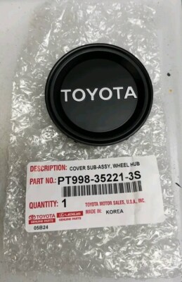 Genuine  Toyota Tundra / Sequoia Black ''TOYOTA'' Wheel Center Cap PT998-35221-3S