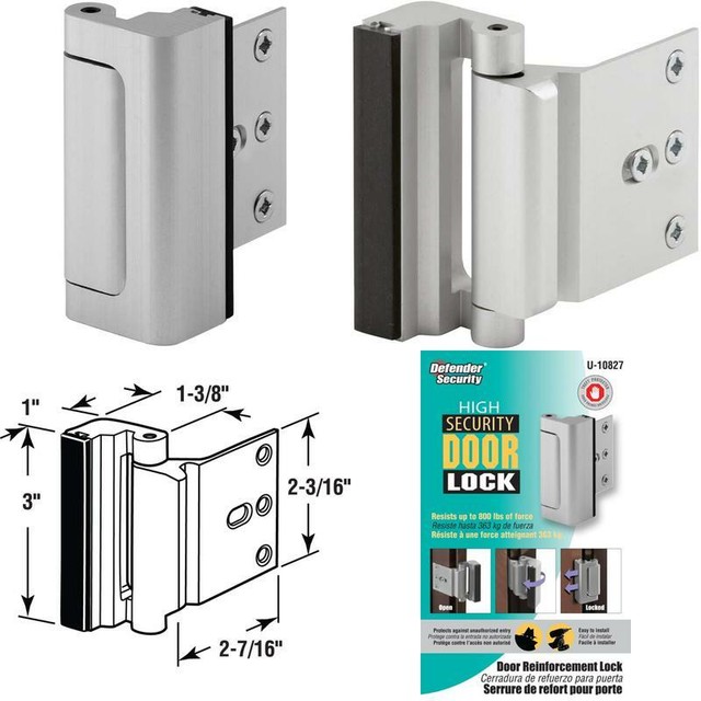 Defender Security Satin Nickel U 10827 Door Reinforcement Lock Add Extra, Hi eBay