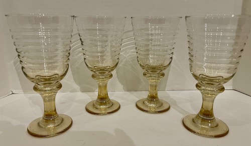 Copas de agua de vino acanaladas ámbar vintage Libbey Sirrus 12 oz Usadas en excelente estado - Imagen 3 de 8