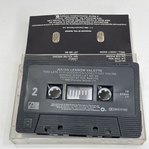 Julian Lennon, Valotte (Audio Cassette Tape, 1984) Canada Import, Black Cart - Picture 9 of 9