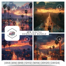 hyper realistic California with epic movie - 4PC Digital Download Wall Art SKU14