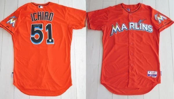 Ichiro автограф #51 Marlins оранжевый официальный джерси подлинная форма - Изображение 2 из 3