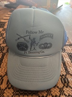 US Army Rangers Ft Benning Men’s Blue SnapBack Trucker Hat “Follow Me”