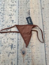 NWT Frederick's Of Hollywood Exxtreme Mini G String Thong Panties Brown Medium