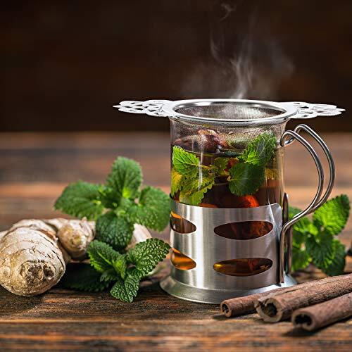 Empress Tea Strainers with Drip Bowls, Mesh Tea Infuser Stainless Steel Loose... - Picture 6 of 7