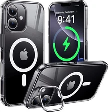 CASEKOO iPhone 16 Case, Upg Lens Stand, MagSafe, Anti-Yellow, Crystal Clear