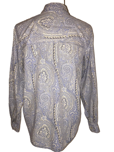 Liz Claiborne Women's Shirt Paisley Button Down Shirt Blouse Size M Gray Cotton - Picture 6 of 11