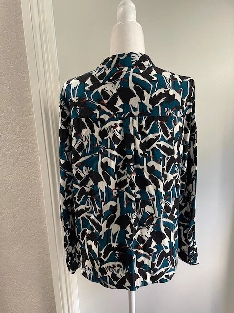 Blusa Ted Baker London Color Por Números Elbera Crane Seda Talla 3 Foto 2 de 4