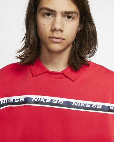 Nike SB Dry Long Sleeve Polo Top Skateboarding Rugby Size XL Red Mens CI7102 657 - Picture 3 of 7