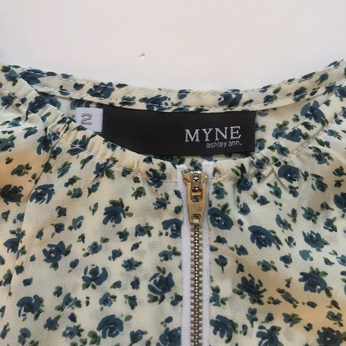 NWT Myne Ashley Ann 100% Silk size 2 Cami Blouse Women's top shirt Floral - 第 4/5 張圖片