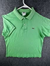 LACOSTE Size 4 Men's Mesh Cotton Croc Logo Polo Shirt Green Peru Short Sleeve