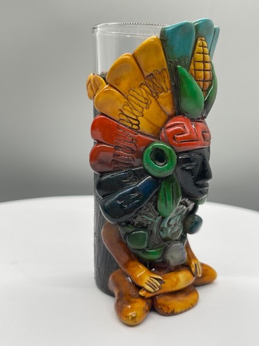 Handmade Aztec/Mayan Warrior Corn Shot Glass Vintage - Picture 8 of 17