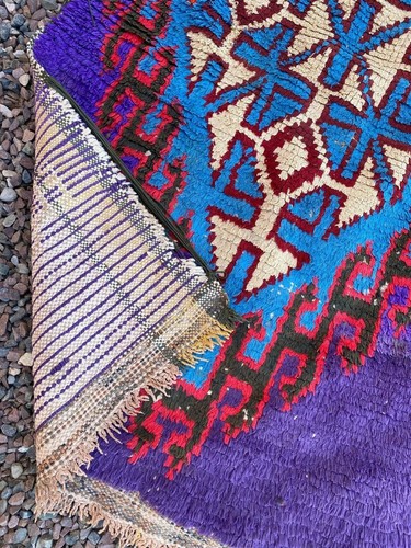 Marokkanischer Handgeknüpfter Vintage Teppich 2'6x7'3 Tribal Geometrisch Berber Baumwolle Schlafzimmerteppich - Bild 10 von 10