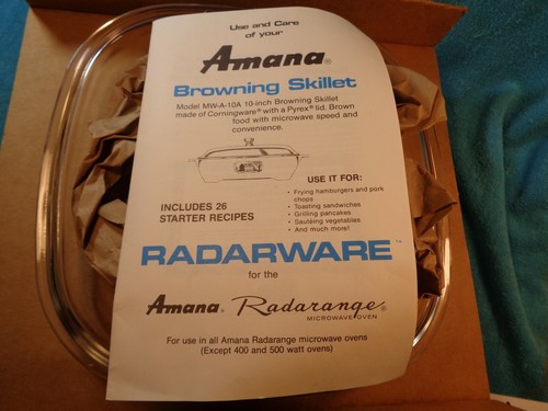 Vtg AMANA Radarware Radarange Microwave 10" Browning Skillet Corning MW-A-10A - Picture 10 of 12