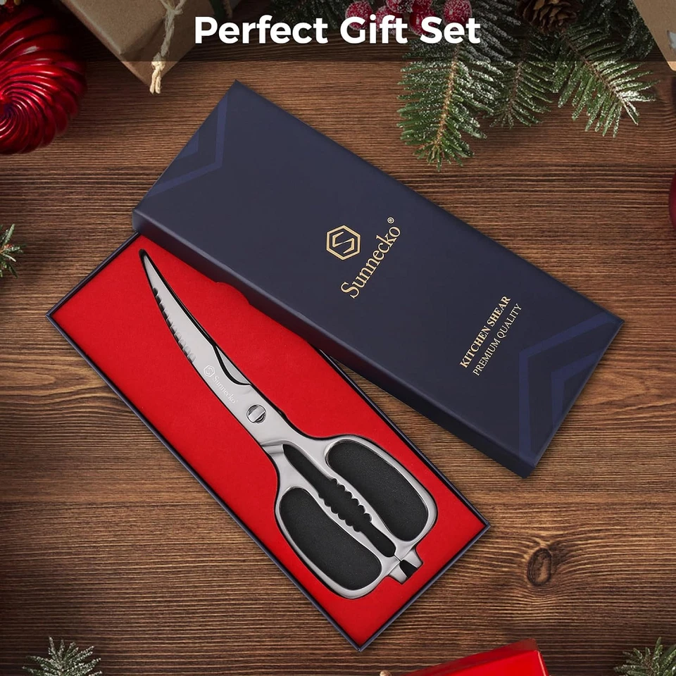 Sunnecko 9 Inch Kitchen Scissors Curved Heavy Duty Kitchen Shears Come Apart - Image 3 of 4