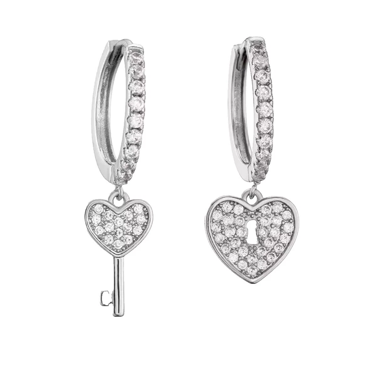 Circonita Cúbica Pendientes de Moda Aro Chapado en Platino