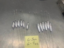 6 EACH 3 OZ AND 4 OZ-NO ARM AND NO SWIVEL-LOOP AT TOP!!  11" HIGH