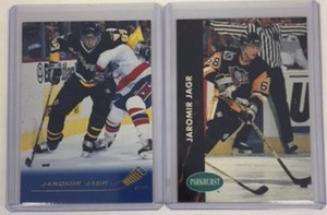 Lot-of-2-JAROMIR-JAGR-1991-92-Parkhurst-132-amp-1995-96-Pinnacle-Pitt-Penguins-C