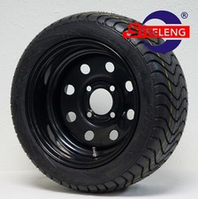 Golf Cart 12 Black 8-hole Steel Wheels And 21540-12 Dot Low Profile Tires4 Golf Cart 12 Black 8-hole Steel Wheels And 21540-12 Dot Low Profile Tires4