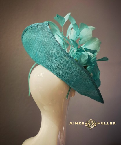 Kentucky Derby Fascinator Teal Turquoise Blue Shades Cocktail Melbourne Cup Hat - Picture 6 of 24