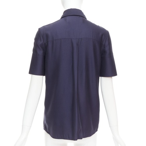 VVB VICTORIA BECKHAM navy black trimmed boxy utility shirt UK6 S - Picture 5 of 9