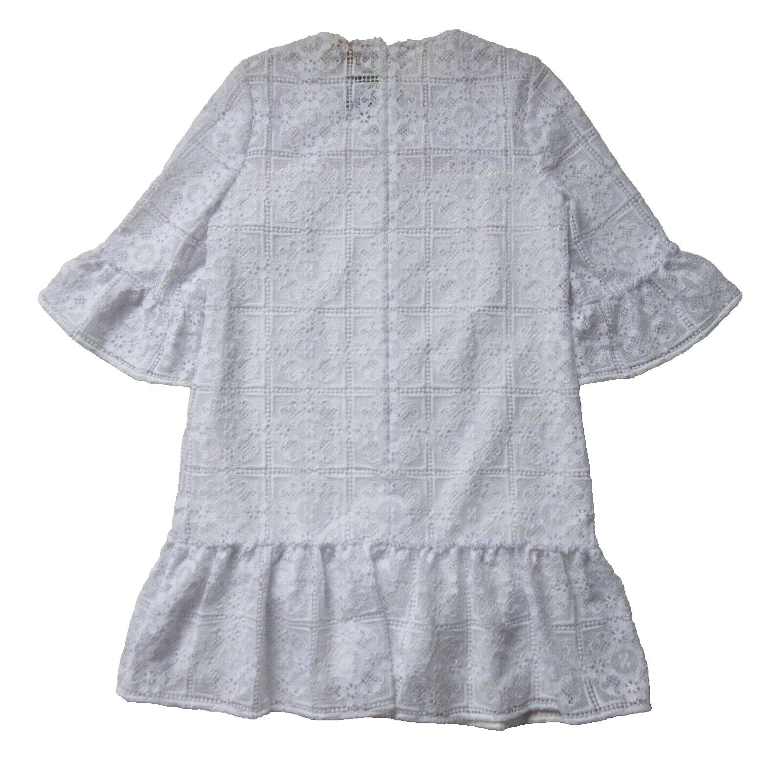 Abito nuovo con etichette Kate Spade New York pizzo balza cambio in fresco bianco orlo increspato 6