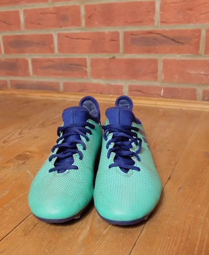 Adidas Junior Fußballschuhe x 17,3 feste Bodenstollen UK 4,5 grün blau CP8993 - Bild 4 von 12