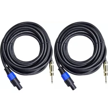 Pro 2X Speakon to 1/4" 25 Ft. True 12 Gauge Wire AWG Dj/Pro Audio Speaker Cable,
