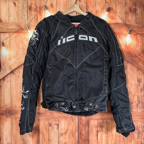 icon Women’s Motorcycle Jacket XL Black Textile Embroidered Speed Queen Armored - Bild 2 von 5