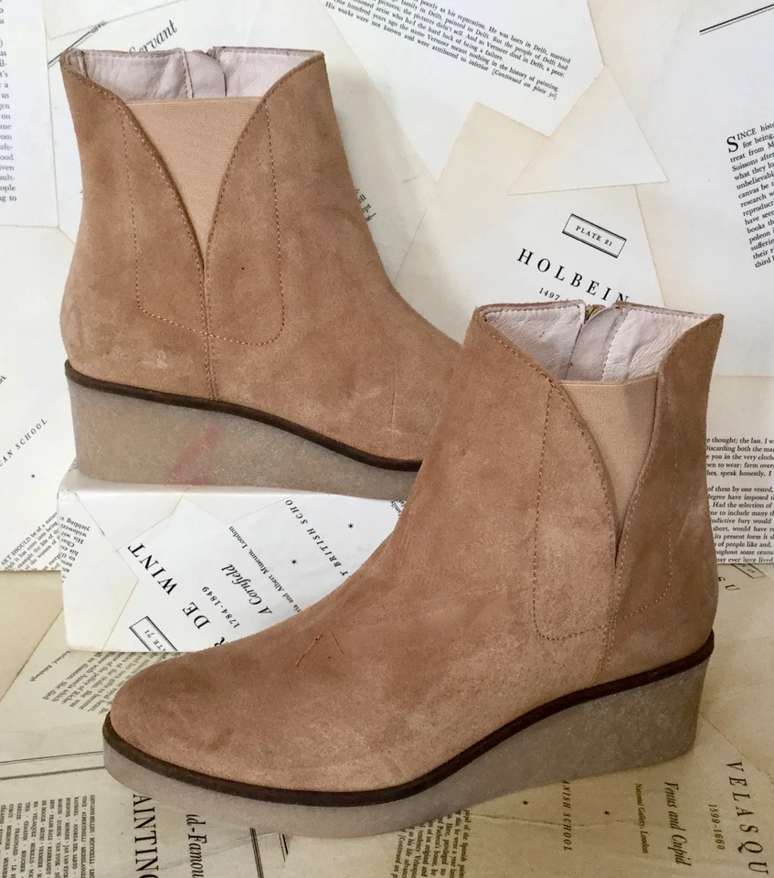 Botas de cuña Anthropologie Matt Benson Frieze cremallera lateral bandas elásticas tostadas 39 NUEVAS Foto 4 de 4