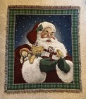 American Weavers Vintage Santa Clause Woven Tapestry Throw Blanket Christmas