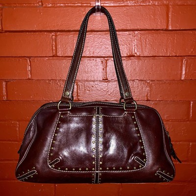 michael kors dark brown leather purse