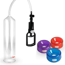 LeLuv Tgrip Penis Pump 2 inch x 9 Inch Untapered Cylinder with 3 TPR Sleeves
