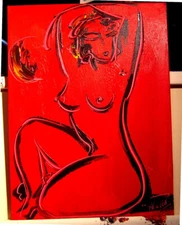 RED NUDE  ABSTRACT ARTWORK DECO canvas painting  Original Oil Painting 5GG