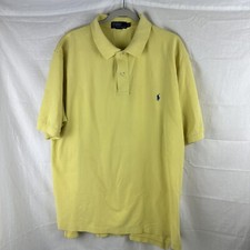 Polo Ralph Lauren Shirt Men XLT Yellow Blue Pony Cotton Short Sleeve Designer